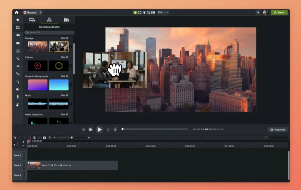 Camtasia editor using ThorVG for Lottie rendering