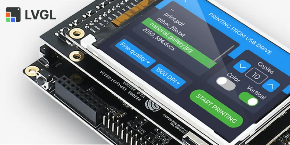 LVGL embedded UI rendered with ThorVG